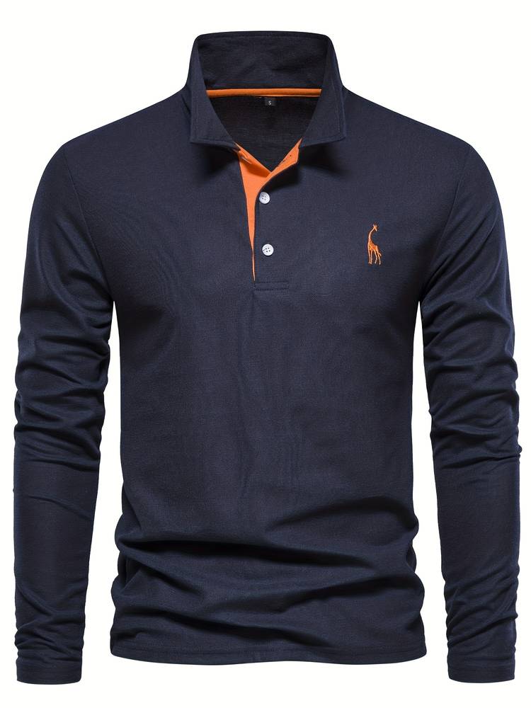 SENNA - Lange mouwen poloshirt met contrasterende afwerking