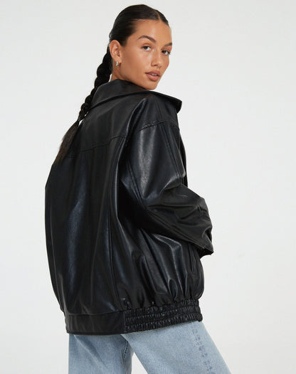 CELINE - Casual oversized leren jack voor vrouwen