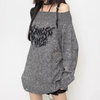FAYE - Off-shoulder oversized gebreide trui voor dames