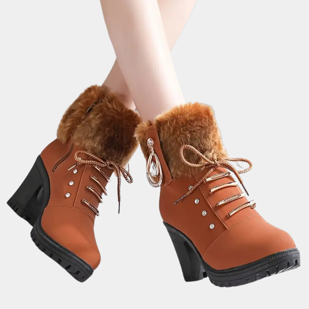 LIV - Enkellaarsjes met vetersluiting en stevige hak