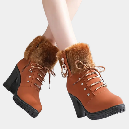 LIV - Enkellaarsjes met vetersluiting en stevige hak