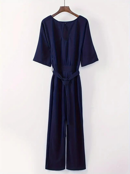 ISLA - Jumpsuit met brede pijpen en tailleband voor dames