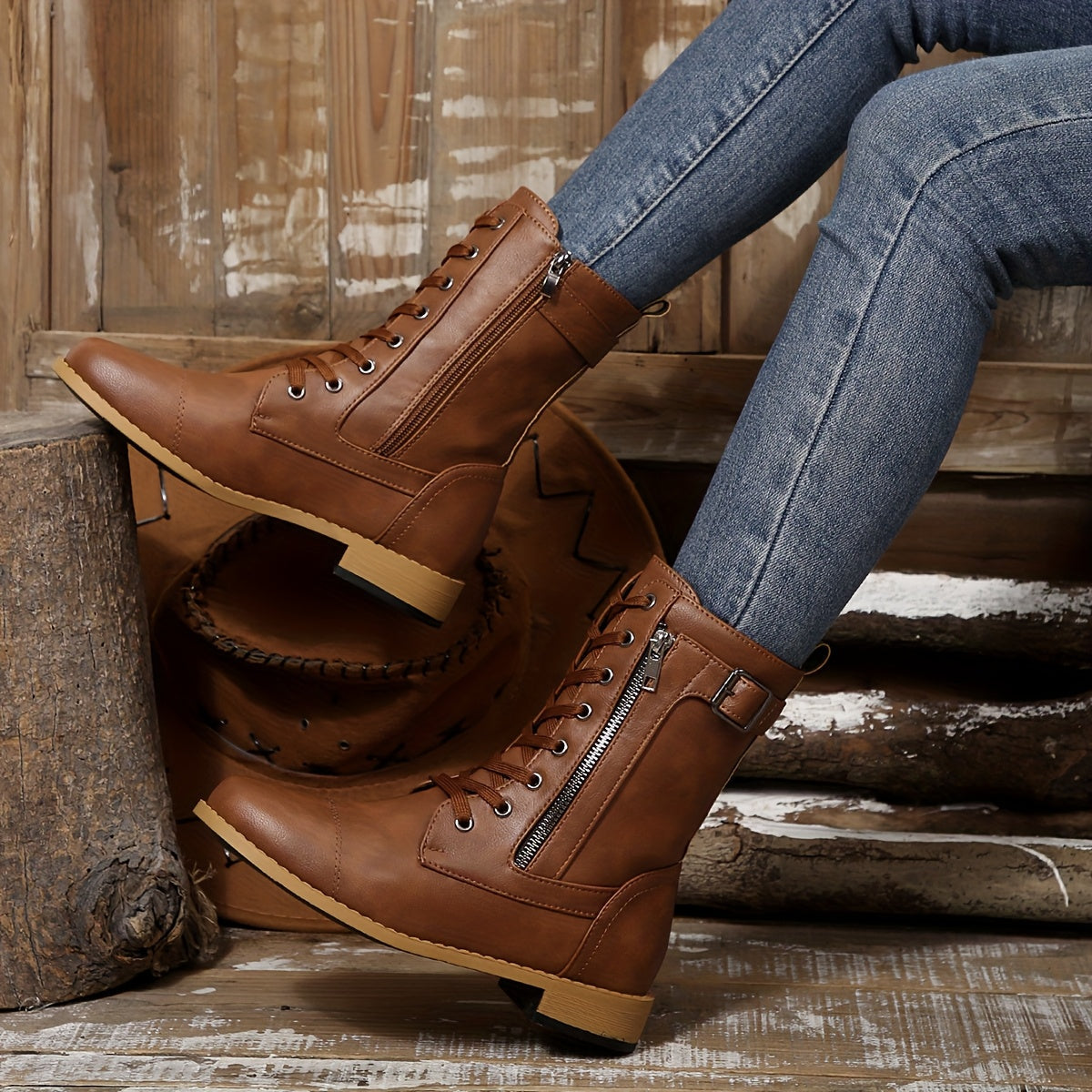 Enkellaarsjes - Kunstleer Bovenwerk & Dubbele Rits Gemak - Glamorix