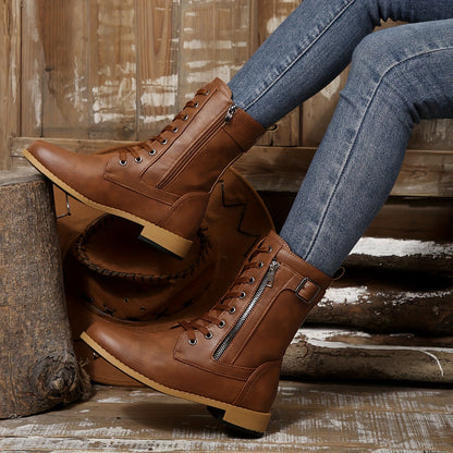 Enkellaarsjes - Kunstleer Bovenwerk & Dubbele Rits Gemak - Glamorix