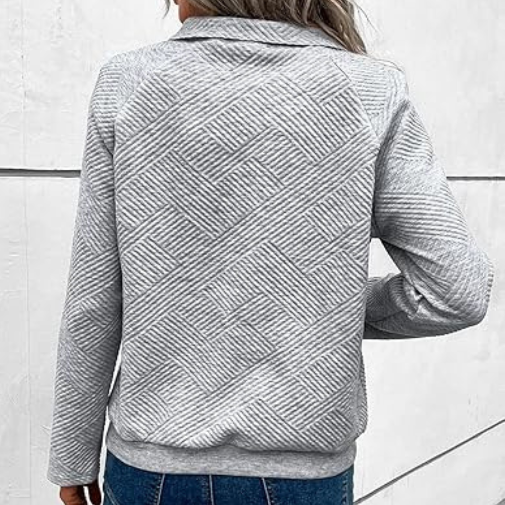 Casual dames sweater met kraag en moderne snit – MAELYS SoftZip - Glamorix