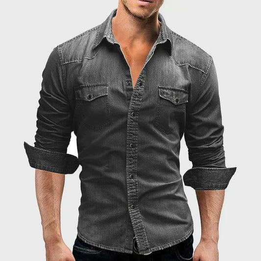 FINLEY - Retro denim overhemd met knoopzakken