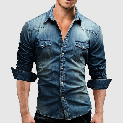 FINLEY - Retro denim overhemd met knoopzakken