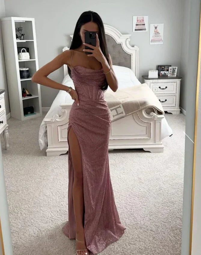 Elegante avondjurk met split en sweetheart halslijn – Aurélisse Gown - Glamorix