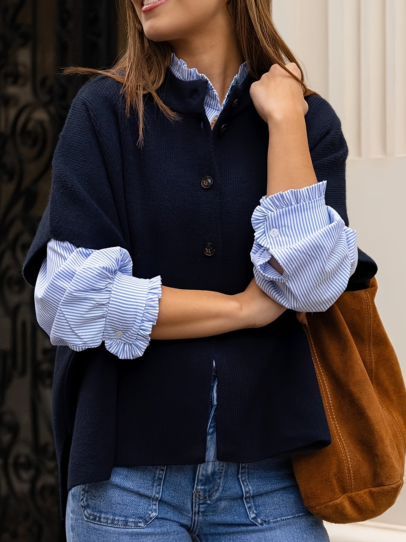 Gebreid Vest Katoenmix - Opstaande Kraag En Flexibele Vorm - Glamorix