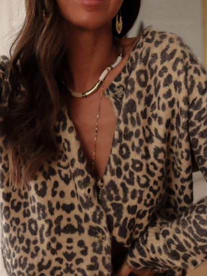 Gebreide cardigan met luipaardprint en draagcomfort – VESTA - Glamorix