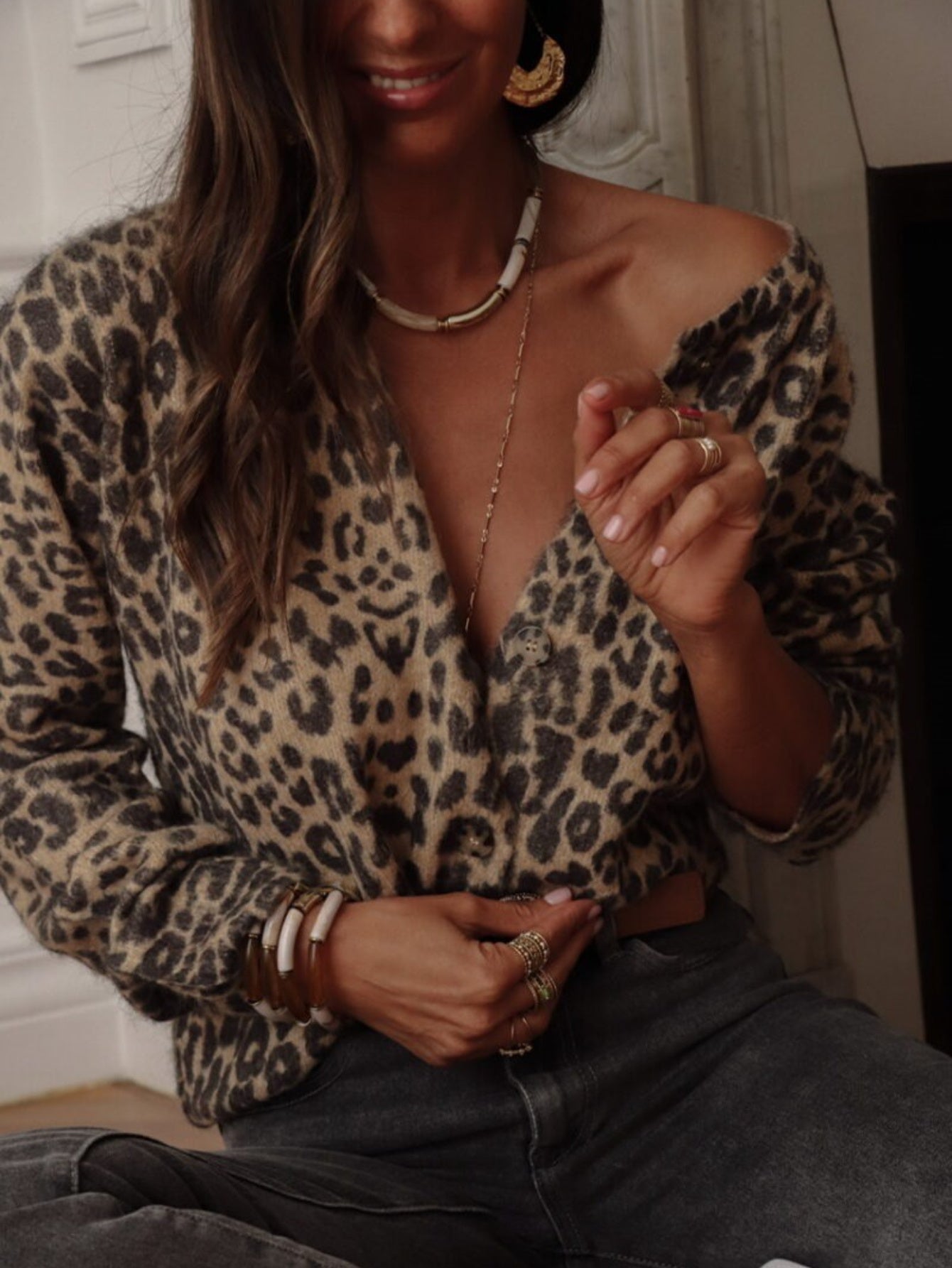 Gebreide cardigan met luipaardprint en draagcomfort – VESTA - Glamorix