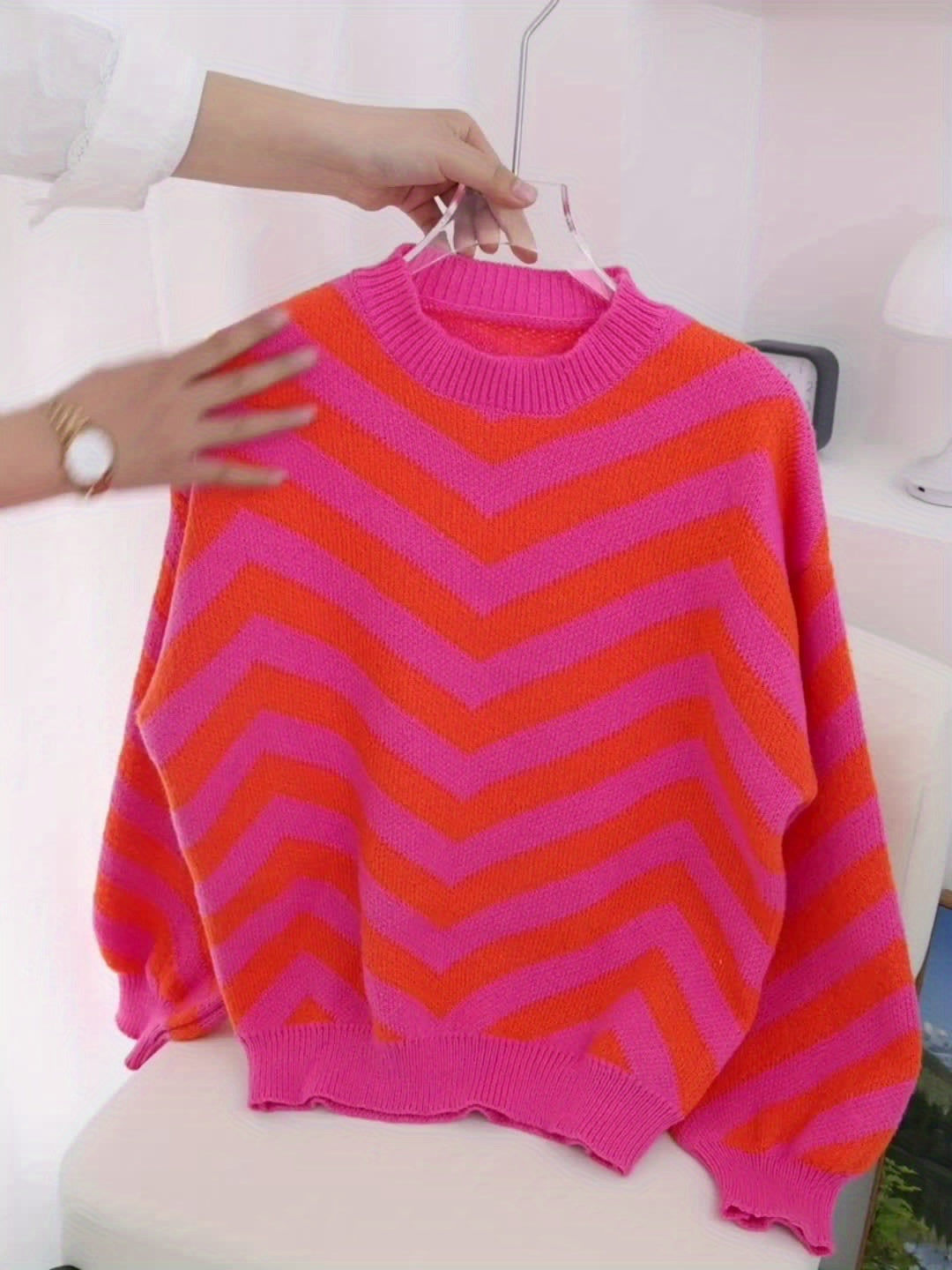 Gebreide trui met ronde hals voor dames – NOVAWEARX - Glamorix