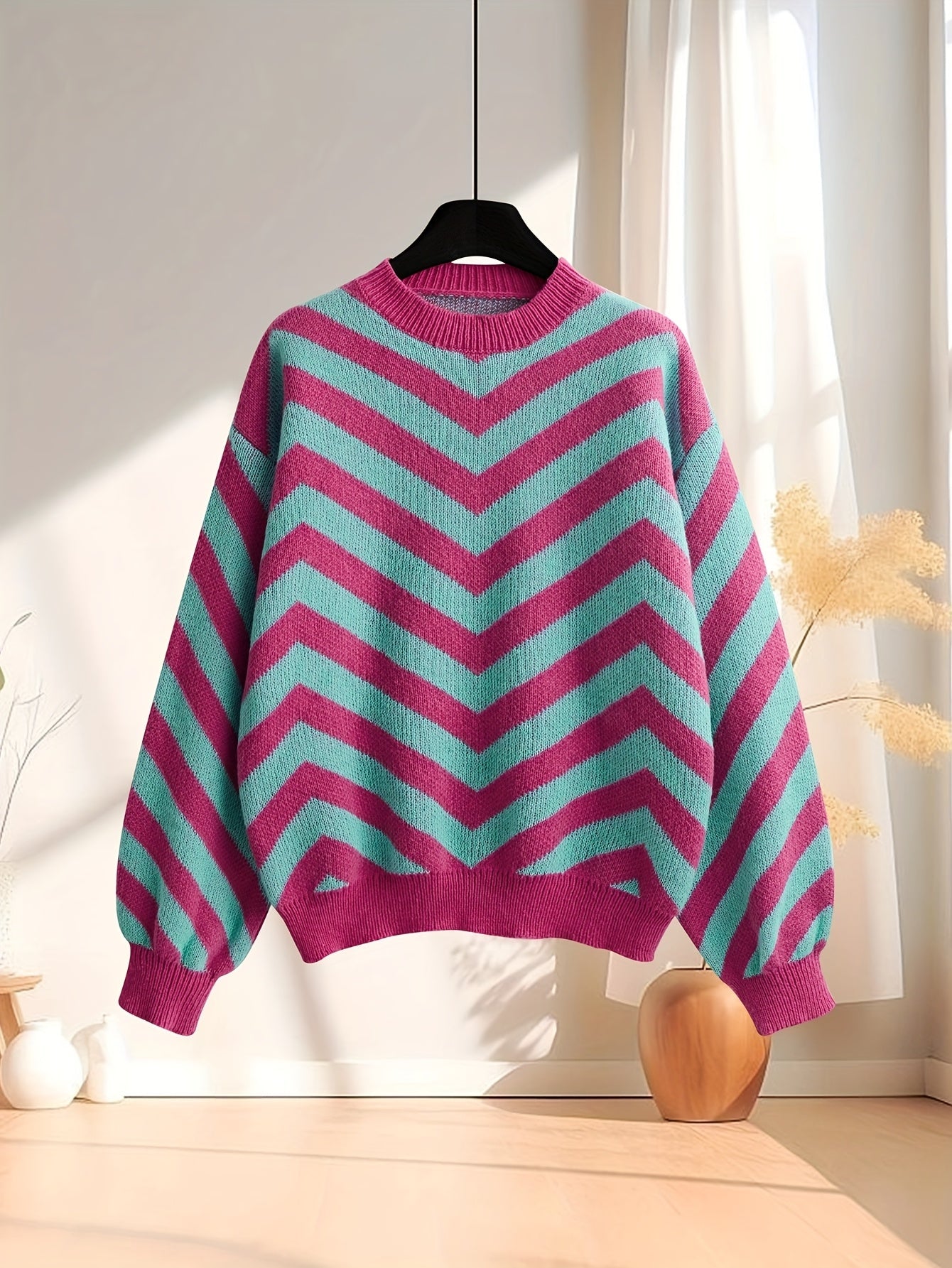 Gebreide trui met ronde hals voor dames – NOVAWEARX - Glamorix