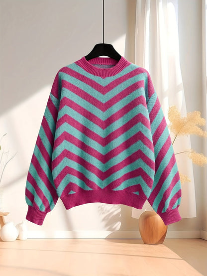 Gebreide trui met ronde hals voor dames – NOVAWEARX - Glamorix