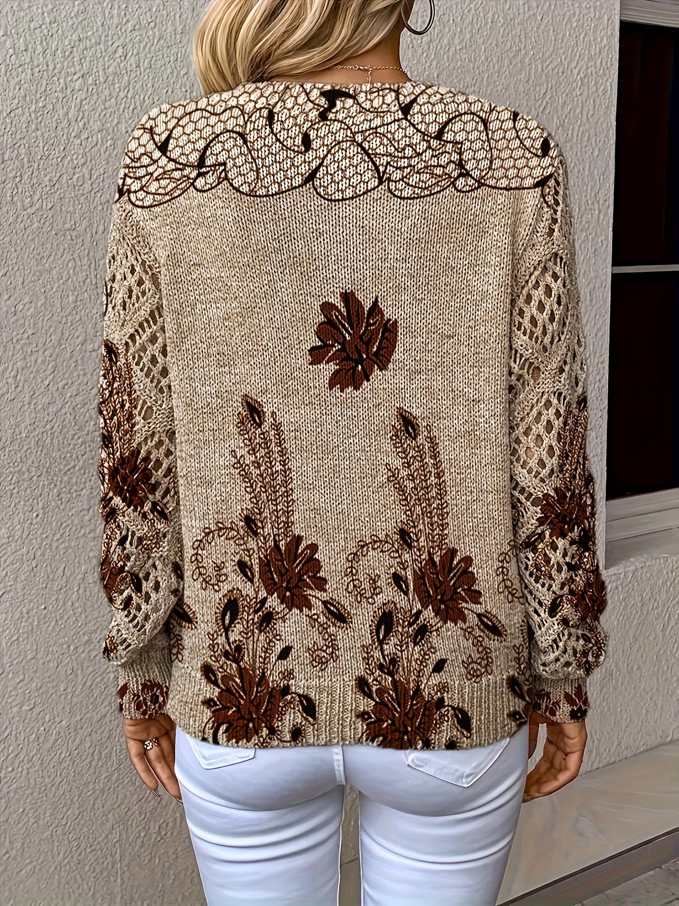 Gebreide trui met v hals en lange mouwen zacht – NOVA - Glamorix