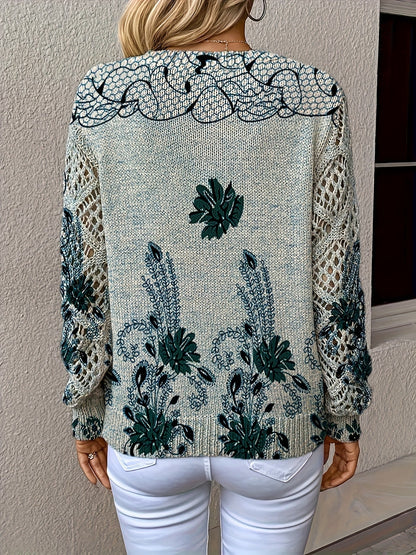 Gebreide trui met v hals en lange mouwen zacht – NOVA - Glamorix