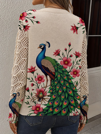 Gebreide trui met v-hals voor dames losse pasvorm – LUMINAR - Glamorix