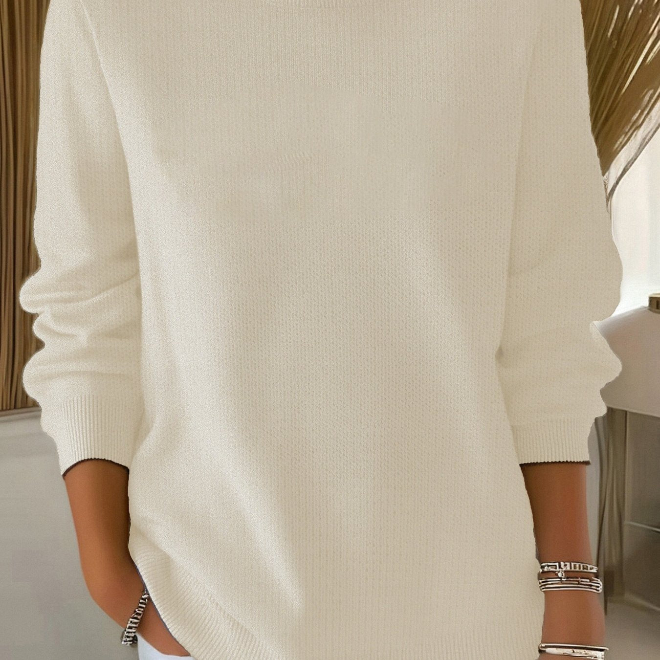 Gebreide trui met pasvorm voor dames rekbare stof – NOVA - Glamorix