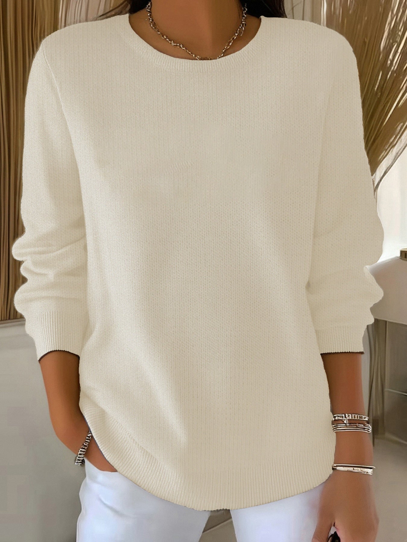 Gebreide trui met pasvorm voor dames rekbare stof – NOVA - Glamorix