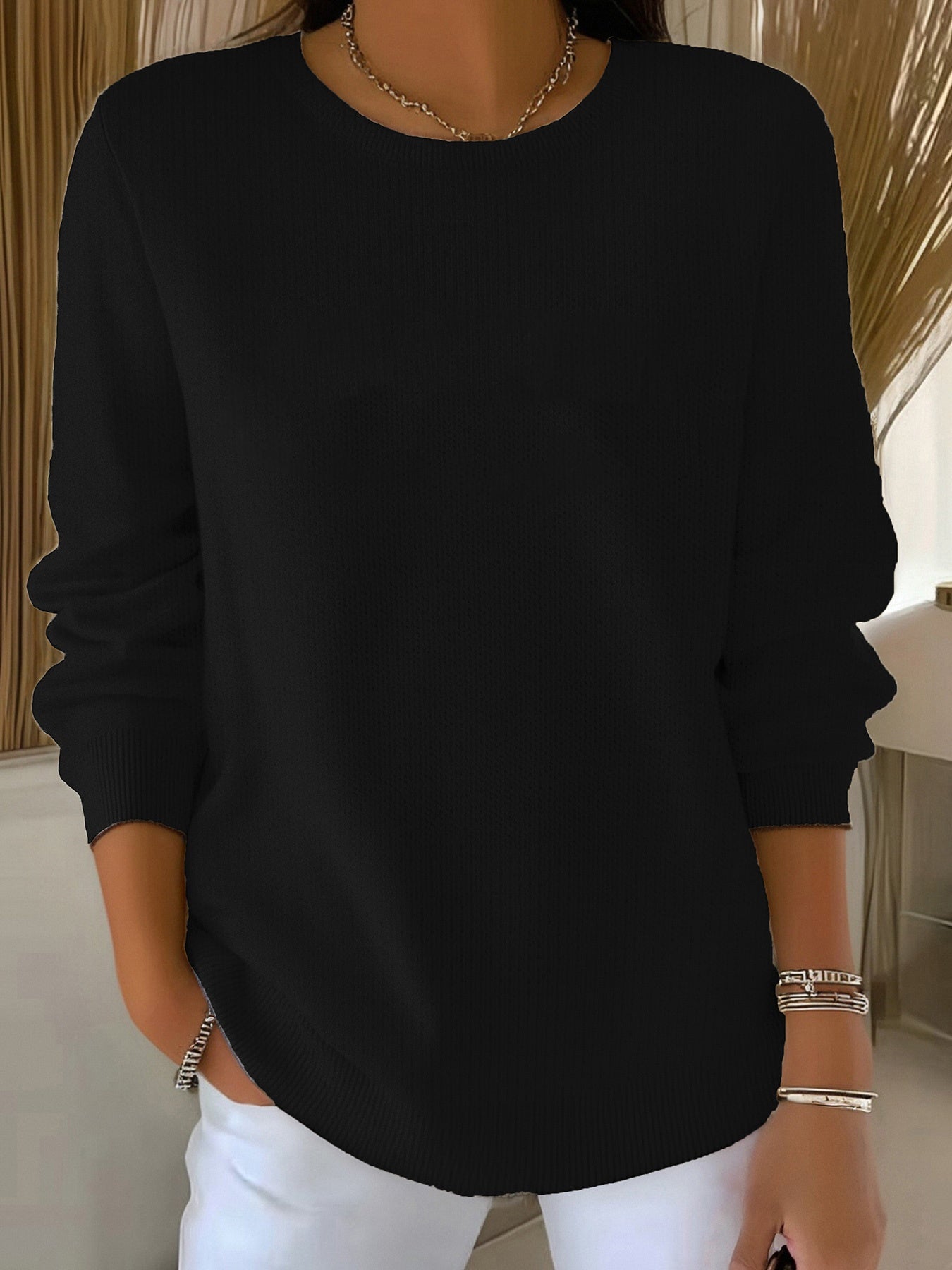 Gebreide trui met pasvorm voor dames rekbare stof – NOVA - Glamorix