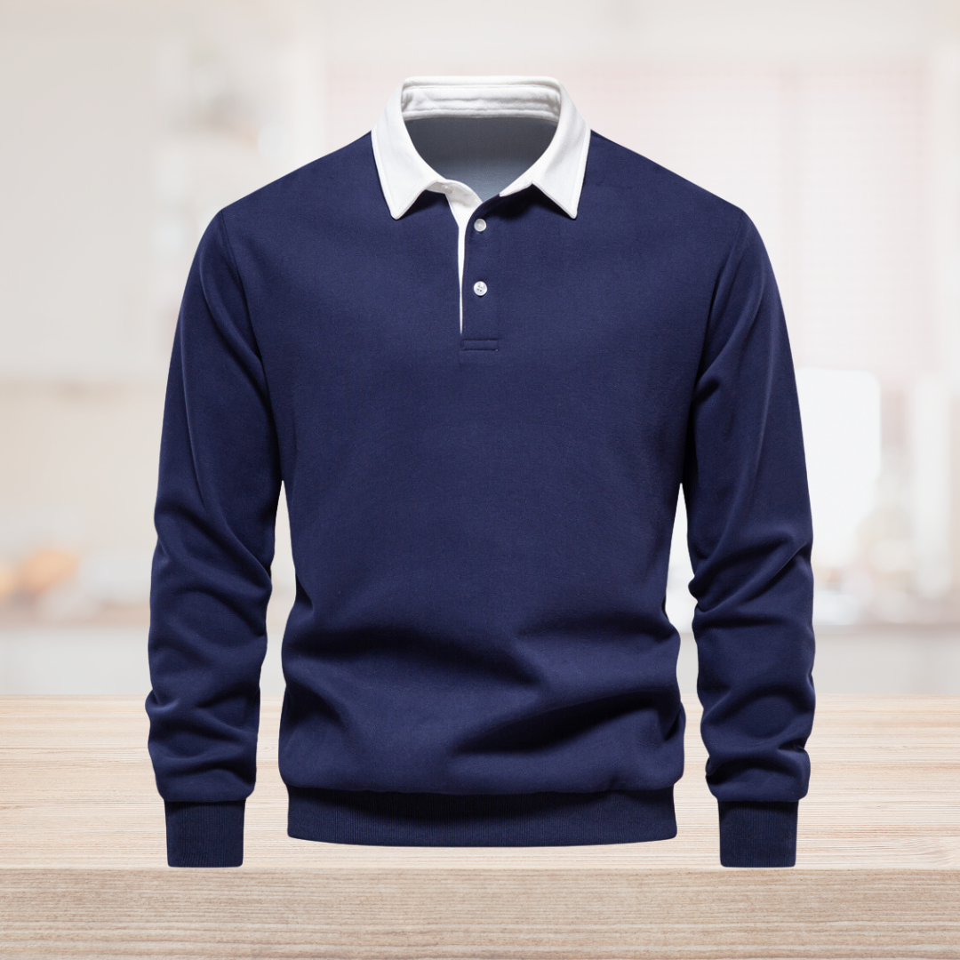 EMMETT - Lange mouwen poloshirt met contrasterende kraag voor een verfijnde look