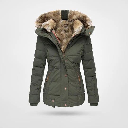 ELVIRA - Abrigo de invierno cálido e impermeable con forro y capucha para mujer - Glamorix