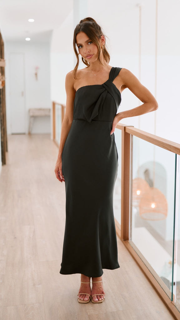 Asymmetrische maxi damesjurk met schouderstrik en elegante pasvorm – ARIA ONE - Glamorix