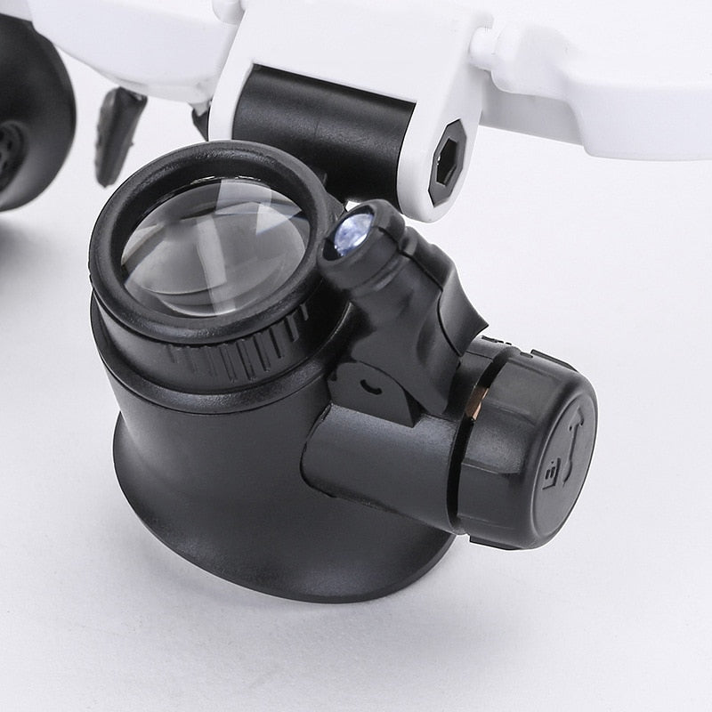 Verstelbare loepbril met LED-verlichting en 3 vergrotingslenzen – VISILUX FocusLens - Glamorix