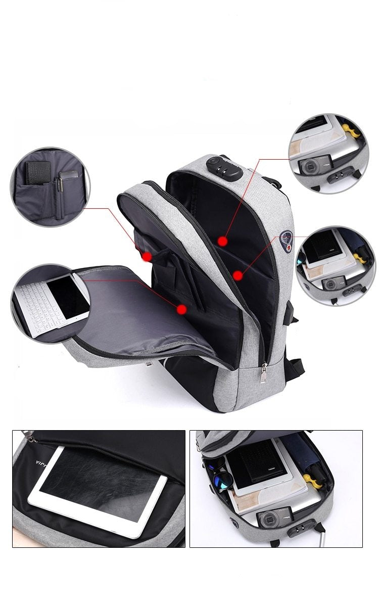 Moderne anti-diefstal rugzak met USB-poort – ShieldWay Nova - Glamorix