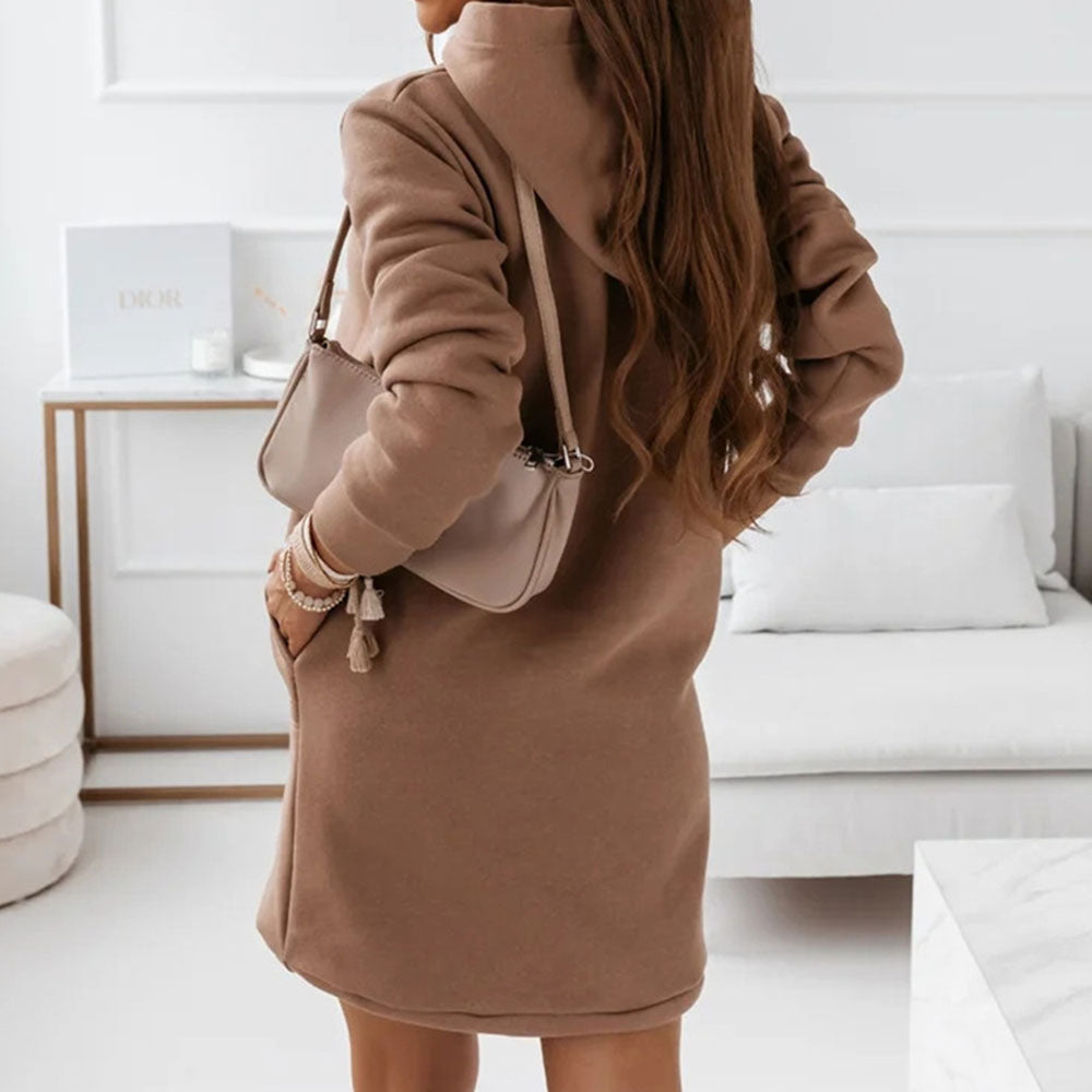 EMERY - Damesjurk met oversized capuchon en praktische zakken