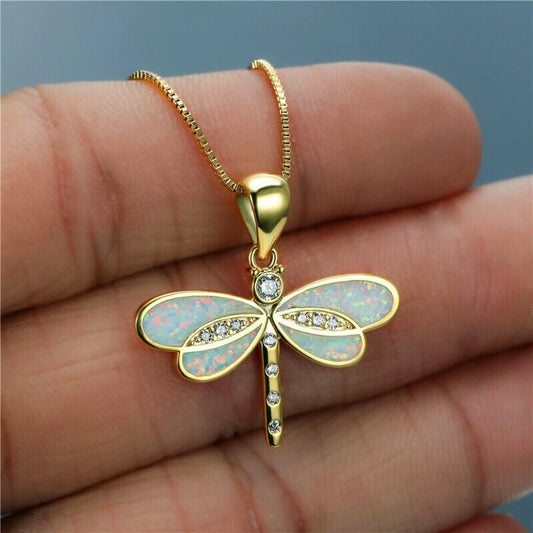 DRAGONFLY – Gouden Halsketting met Opaal voor Dames