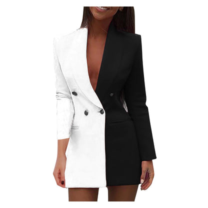 Dames blazerjurk met kleurblok en double-breasted sluiting – VARESSA BOLD - Glamorix