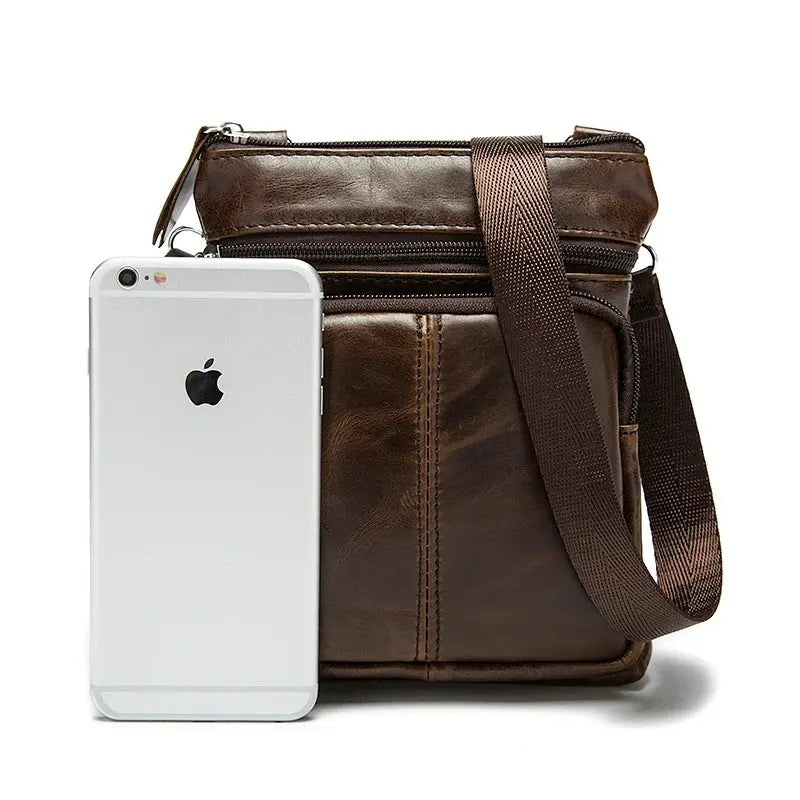 Leren heren crossbodytas met meerdere vakken – VARENO - Glamorix