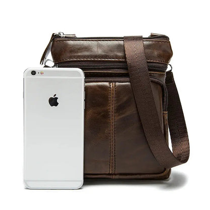 Leren heren crossbodytas met meerdere vakken – VARENO - Glamorix