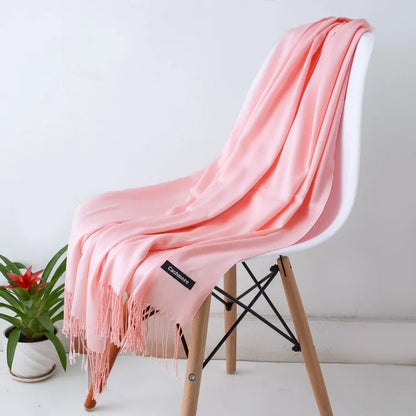 EVELINA - Luxe kasjmier sjaal met franjes voor dames