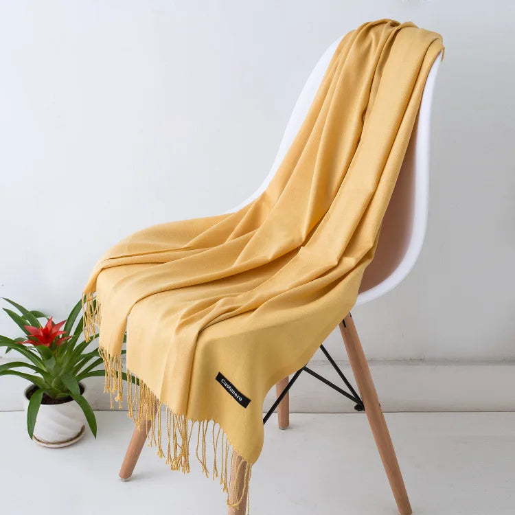 EVELINA - Luxe kasjmier sjaal met franjes voor dames