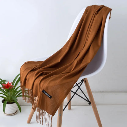 EVELINA - Luxe kasjmier sjaal met franjes voor dames