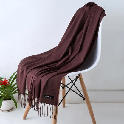 EVELINA - Luxe kasjmier sjaal met franjes voor dames