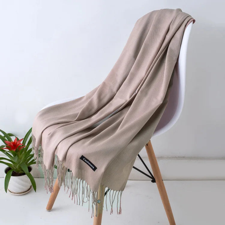 EVELINA - Luxe kasjmier sjaal met franjes voor dames
