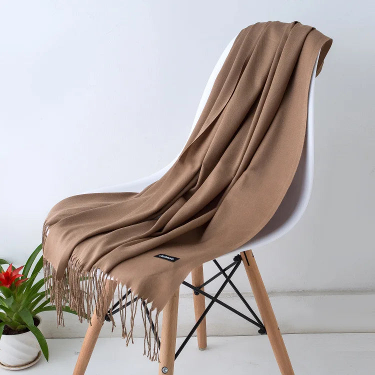 EVELINA - Luxe kasjmier sjaal met franjes voor dames
