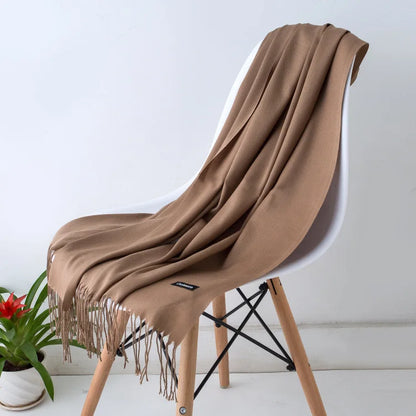 EVELINA - Luxe kasjmier sjaal met franjes voor dames