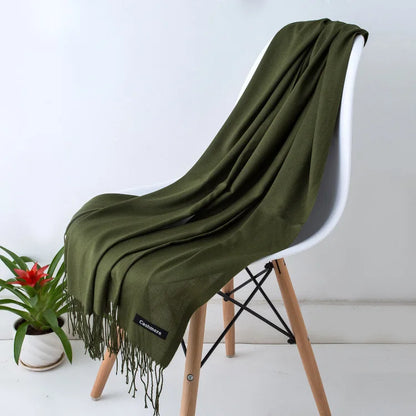 EVELINA - Luxe kasjmier sjaal met franjes voor dames