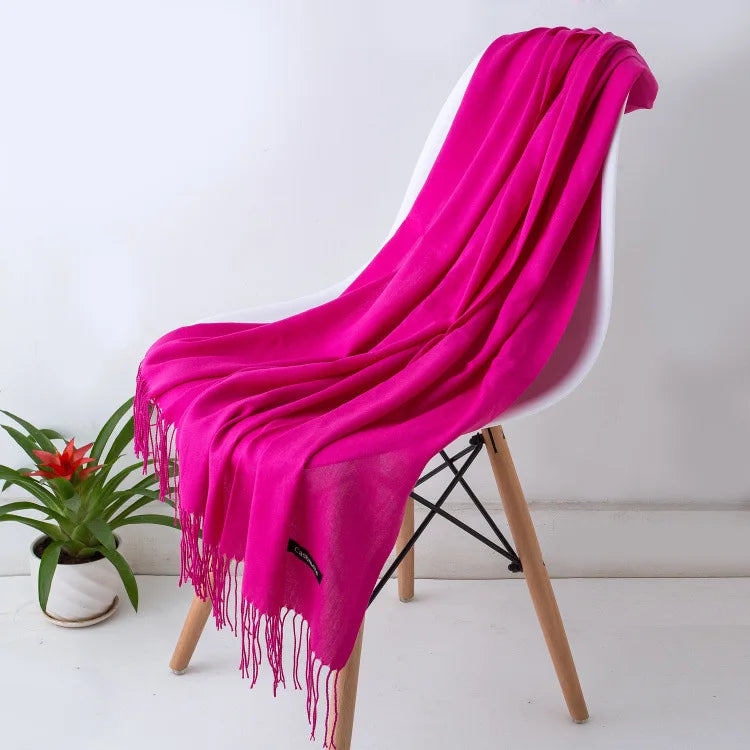 EVELINA - Luxe kasjmier sjaal met franjes voor dames