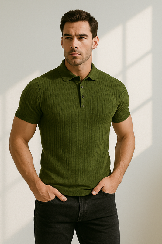 Getailleerd herenpoloshirt met ribstructuur – VERTON - Glamorix
