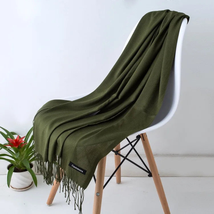 EVELINA - Luxe kasjmier sjaal met franjes voor dames