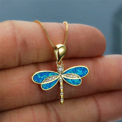 DRAGONFLY – Gouden Halsketting met Opaal voor Dames