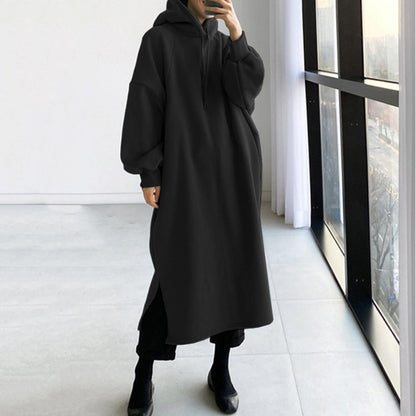 SIENNA - Knusse oversized lange jasjurk met capuchon