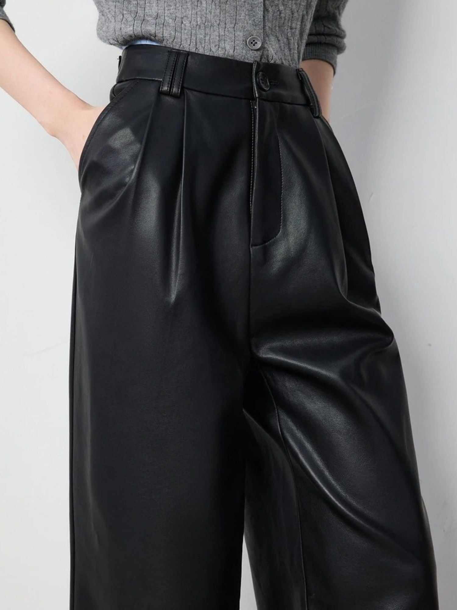 Elegante high-waist damesbroek met wijde pijpen en persvouw – NOA LINE - Glamorix