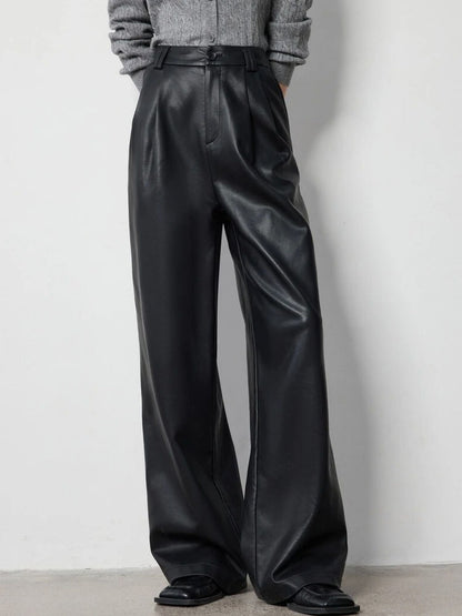 Elegante high-waist damesbroek met wijde pijpen en persvouw – NOA LINE - Glamorix