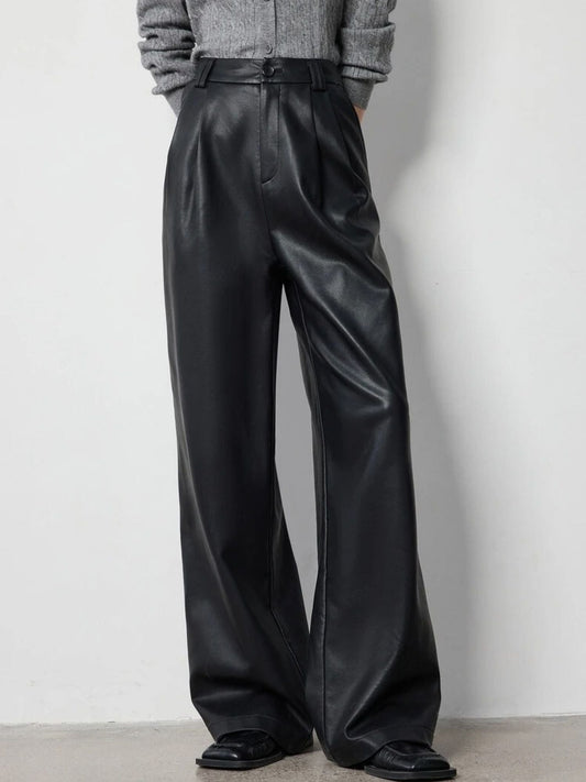 Elegante high-waist damesbroek met wijde pijpen en persvouw – NOA LINE - Glamorix